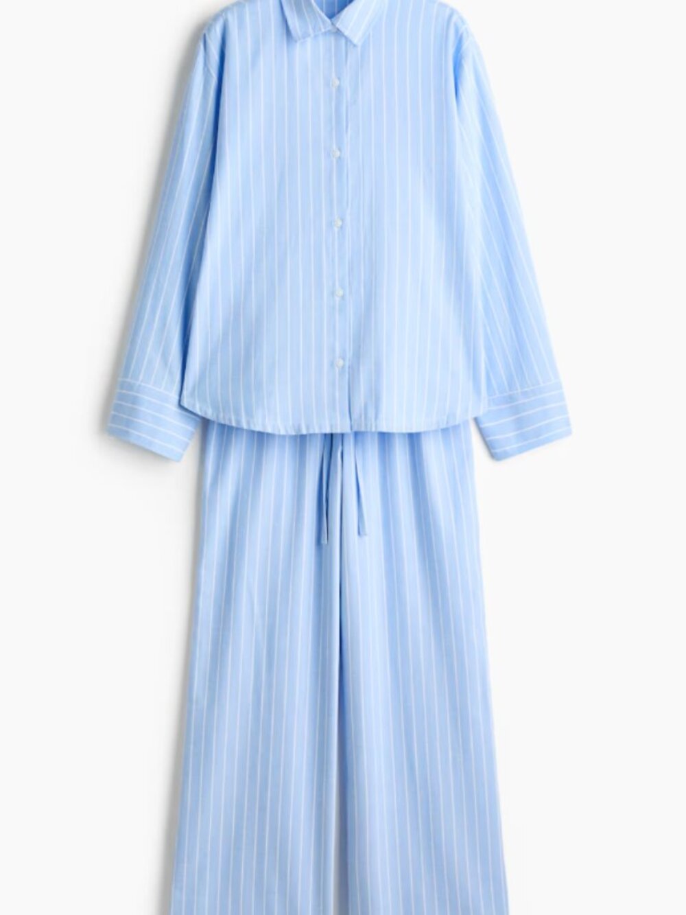 H&M Cotton Flannel Pajama Set - blue and white pinstripes - XL